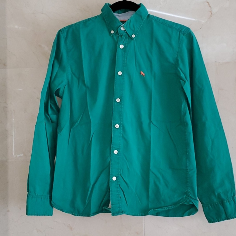 BOY'S BRIGHT GREEN H&M BUTTON DOWN SHIRT UNIFORM